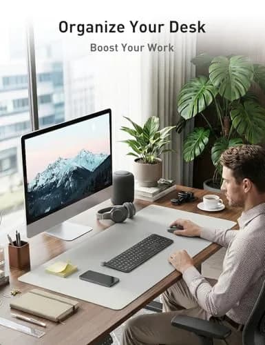 Aothia Faux Leather Desk Mat 139.7cm x 60.96cm (55" x 24") | Smooth Writing Surface for Home & Office thumbnail 3