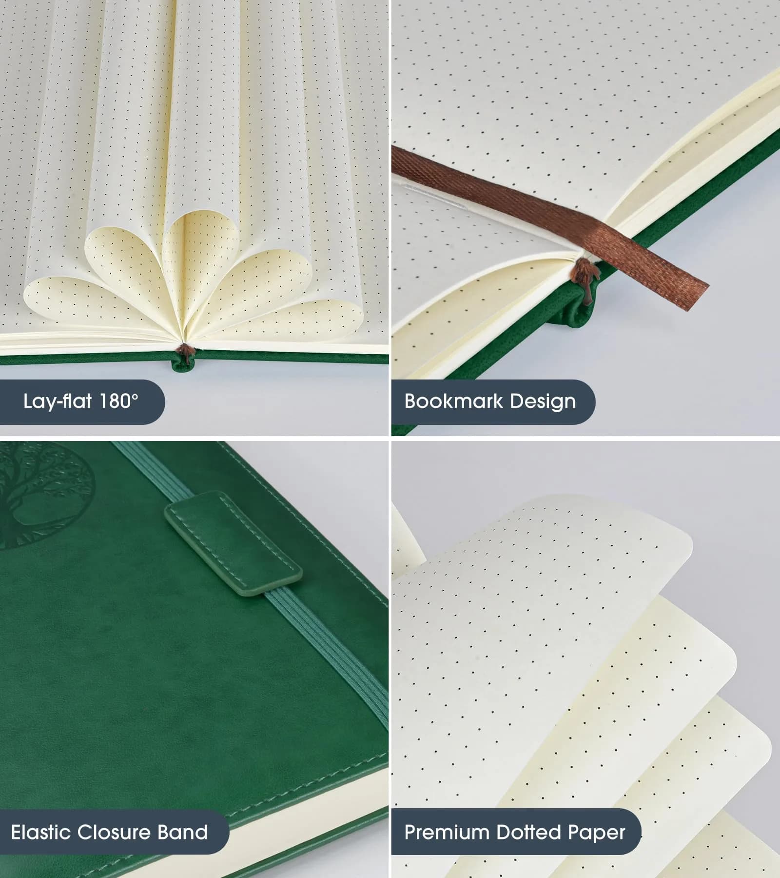 Biuwory Dotted Journal Notebook A5 (5.7"×8.3", 140 Pages, Green) | Premium Dot Grid for Work & Travel - view 4