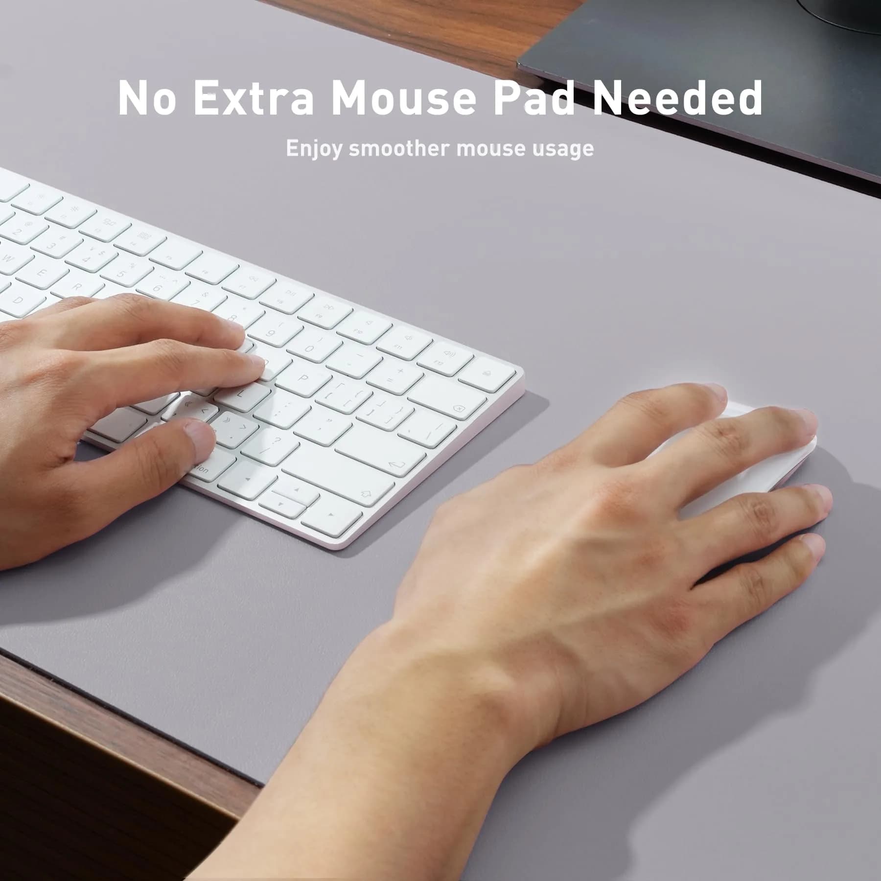Aothia Smoky Lavender Desk Mat 55" x 17" | Faux Leather Large Mouse Pad - view 4