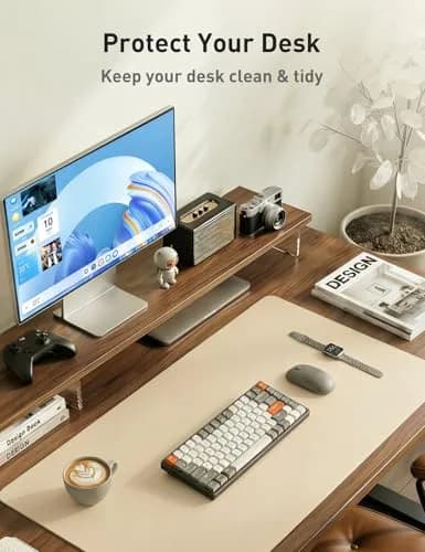 Aothia Faux Leather Desk Mat - Large Beige Blotter 140cm x 43cm (55" x 17") | Protects Desks from Scratches, Spills, and Heat thumbnail 8