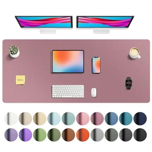 Aothia Faux Leather Desk Mat - Dark Pink, 140cm x 60cm (55" x 24") | Protects Desks from Scratches, Spills, and Heat thumbnail 1