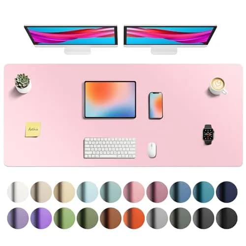 Aothia Faux Leather Desk Mat - Fairy Pink, 140cm x 61cm (55" x 24") | Waterproof Writing Surface for Office & Home thumbnail 1