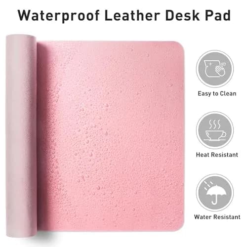 Aothia Faux Leather Desk Mat - Fairy Pink, 140cm x 61cm (55" x 24") | Waterproof Writing Surface for Office & Home thumbnail 7