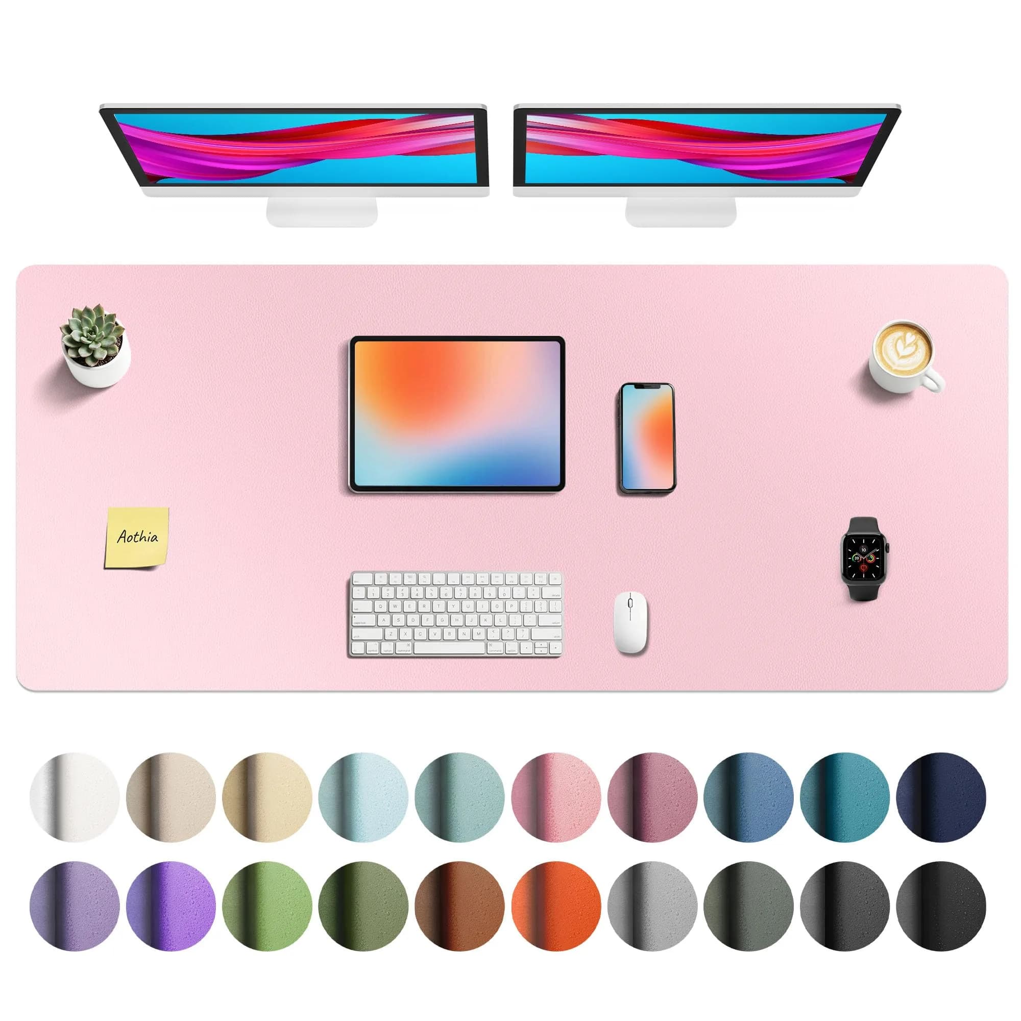 Aothia Faux Leather Desk Mat - Fairy Pink, 140cm x 61cm (55" x 24") | Waterproof Writing Surface for Office & Home - main product image