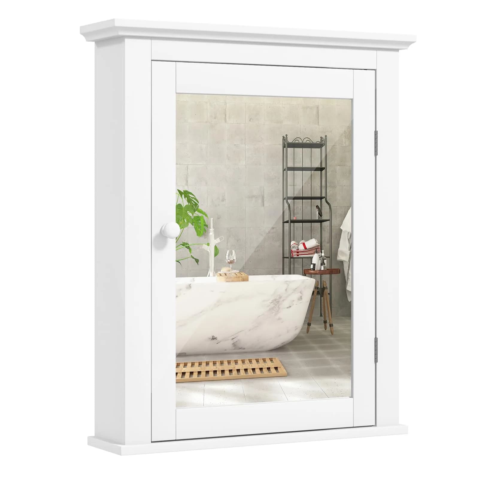 NAFORT Wall Mounted Medicine Cabinet with Mirror, 22" x 6" x 27" | 5-Position Adjustable Shelf, Space-Saving Bathroom Organizer
