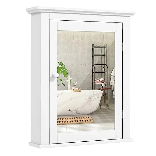 NAFORT Wall Mounted Medicine Cabinet with Mirror, 22" x 6" x 27" | 5-Position Adjustable Shelf, Space-Saving Bathroom Organizer thumbnail 1