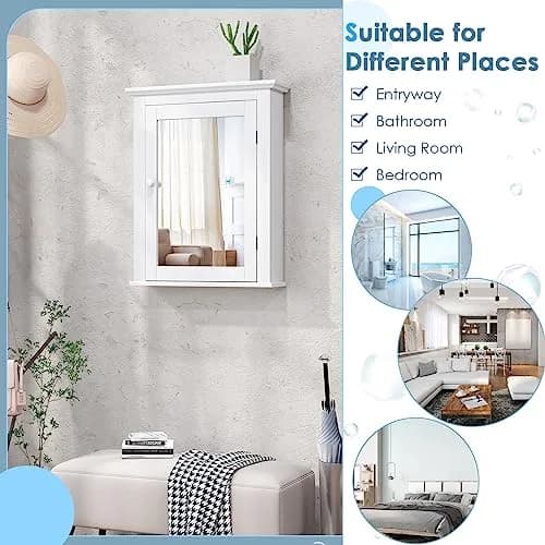 NAFORT Wall Mounted Medicine Cabinet with Mirror, 22" x 6" x 27" | 5-Position Adjustable Shelf, Space-Saving Bathroom Organizer thumbnail 3