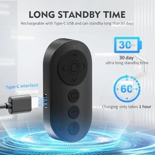 Aistraunix Wireless Remote Control for TikTok & Cameras 10m (33ft) | Zoom, Page Turner, USB-C Rechargeable thumbnail 6