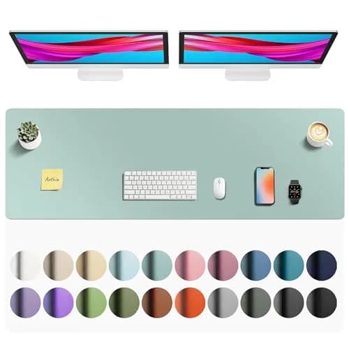 Aothia Faux Leather Desk Mat - Large 139.7cm x 43.18cm (55" x 17") | Smooth Writing Surface for Office & Home thumbnail 1