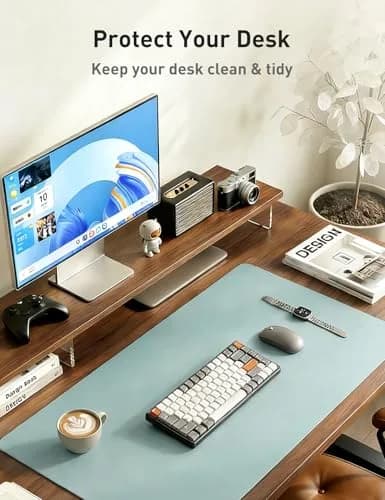 Aothia Faux Leather Desk Mat - Large 139.7cm x 43.18cm (55" x 17") | Smooth Writing Surface for Office & Home thumbnail 8