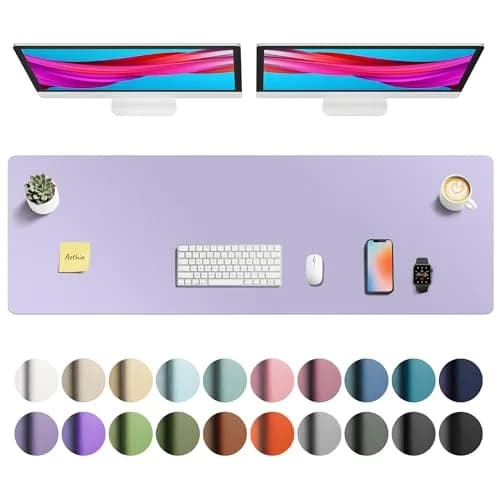Aothia Faux Leather Desk Mat - Lavender 140cm (55") x 43cm (17") | Smooth Writing Surface for Office & Home thumbnail 1