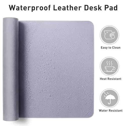 Aothia Faux Leather Desk Mat - Lavender 140cm (55") x 43cm (17") | Smooth Writing Surface for Office & Home thumbnail 7