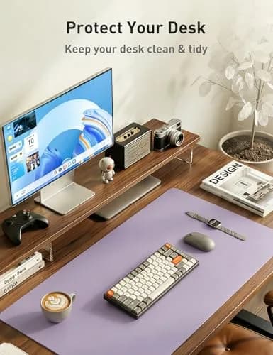 Aothia Faux Leather Desk Mat - Lavender 140cm (55") x 43cm (17") | Smooth Writing Surface for Office & Home thumbnail 3