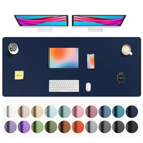 Aothia Faux Leather Desk Mat Dark Blue 139.7cm x 61cm (55" x 24") | Protects Desks from Scratches, Spills, and Heat thumbnail 1