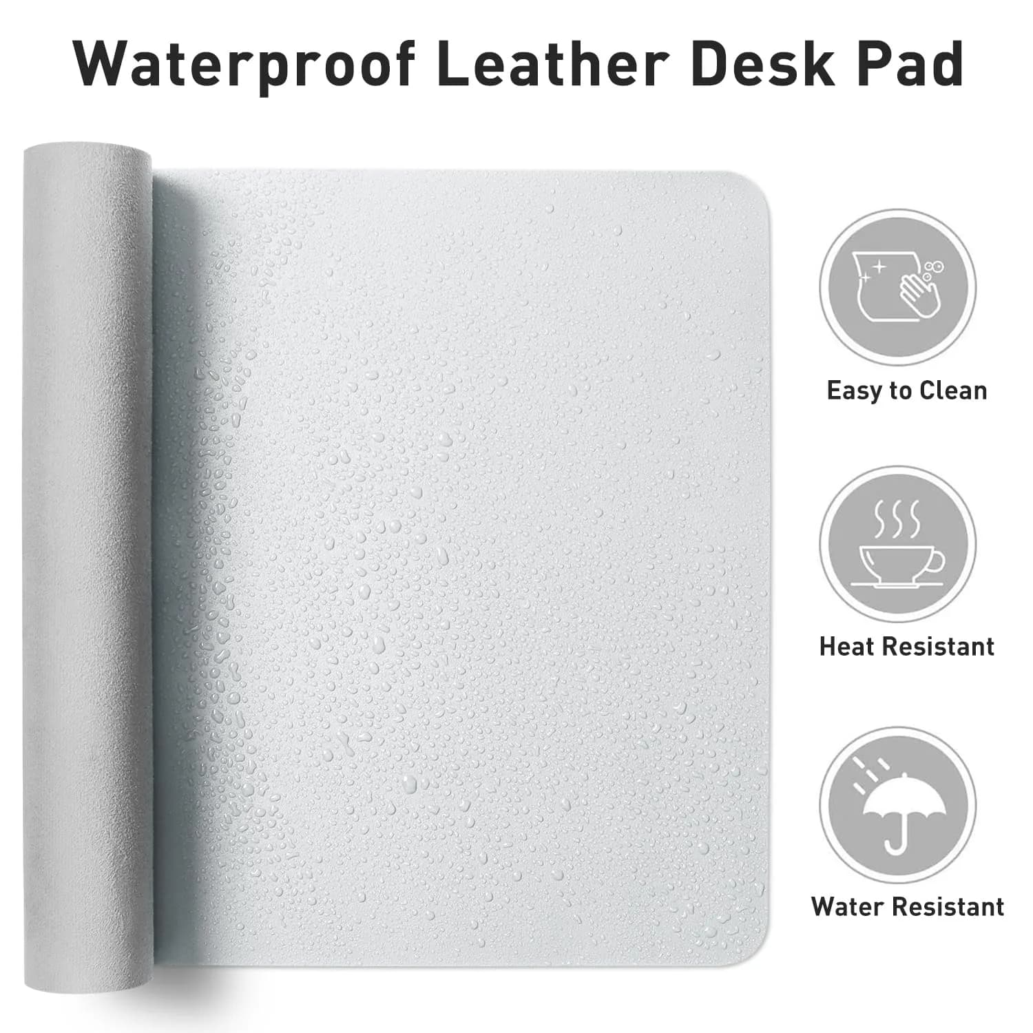 Aothia Faux Leather Desk Mat - Barely Grey 140cm x 43cm | Protects Desks, Waterproof Writing Surface - view 8