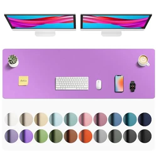 Aothia Faux Leather Desk Mat - Iris Violet 140cm x 43cm (55" x 17") | Protects Desks from Scratches, Spills, and Heat thumbnail 1