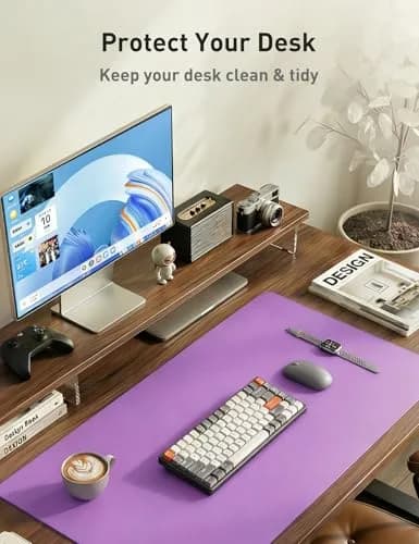 Aothia Faux Leather Desk Mat - Iris Violet 140cm x 43cm (55" x 17") | Protects Desks from Scratches, Spills, and Heat thumbnail 8