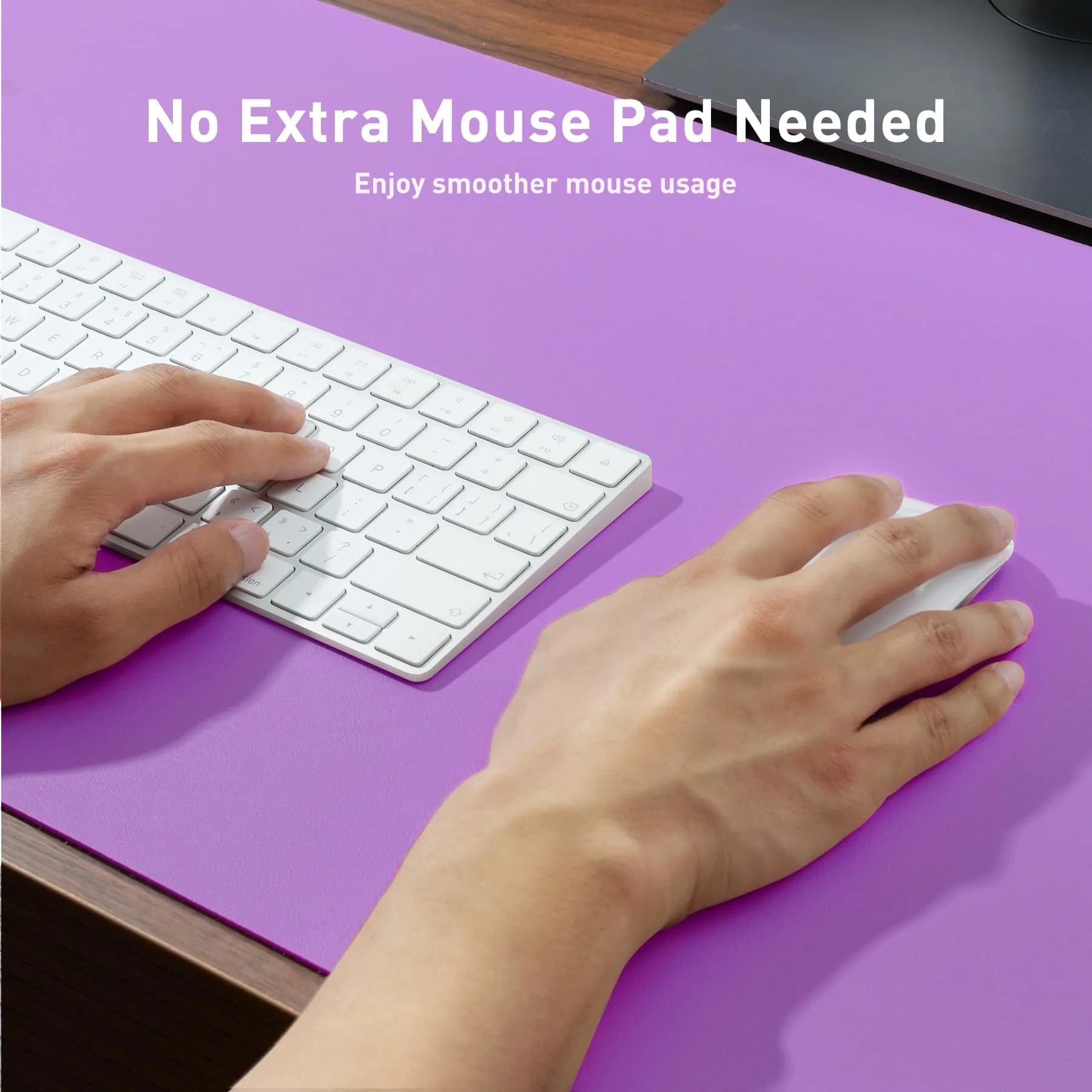 Aothia Faux Leather Desk Mat - Iris Violet 140cm x 43cm (55" x 17") | Protects Desks from Scratches, Spills, and Heat - view 4