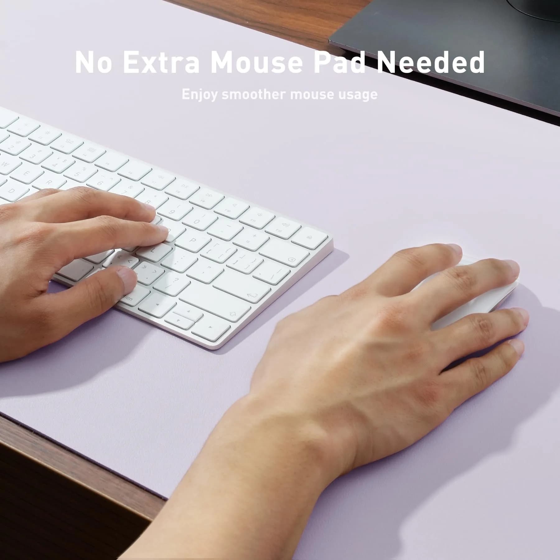 Aothia Faux Leather Desk Mat - Soft Lavender XL (55" x 24") | Protects Desk, Doubles as Large Mouse Pad - view 4