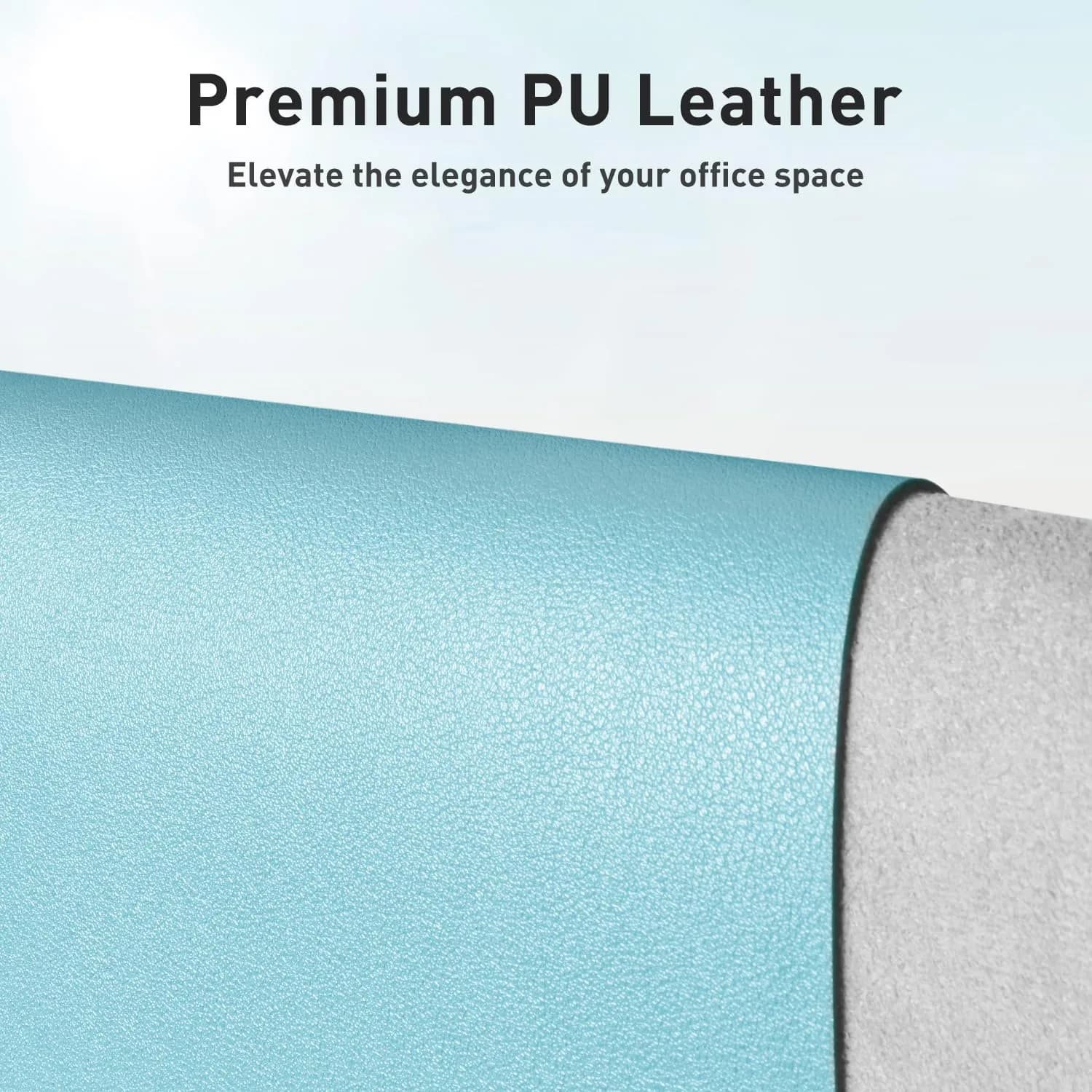 Aothia Faux Leather Desk Mat Blue Topaz 55" x 24" | Protects Your Desk from Scratches and Spills - view 4