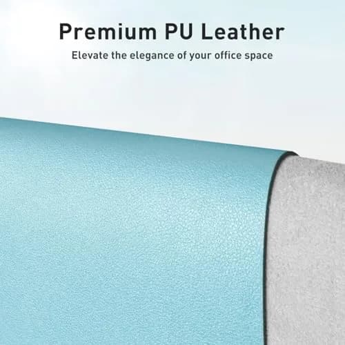 Aothia Faux Leather Desk Mat Blue Topaz 55" x 24" | Protects Your Desk from Scratches and Spills - view 6