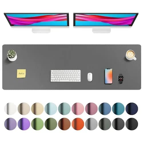 Aothia Faux Leather Desk Mat - 137cm x 43cm (55" x 17") | Protects Desks, Waterproof Writing Surface, Non-Slip Suede Back thumbnail 1