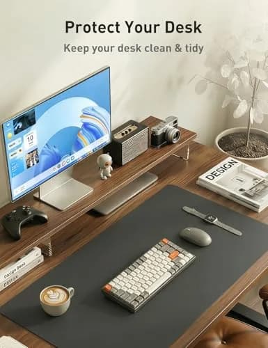 Aothia Faux Leather Desk Mat - 137cm x 43cm (55" x 17") | Protects Desks, Waterproof Writing Surface, Non-Slip Suede Back thumbnail 8