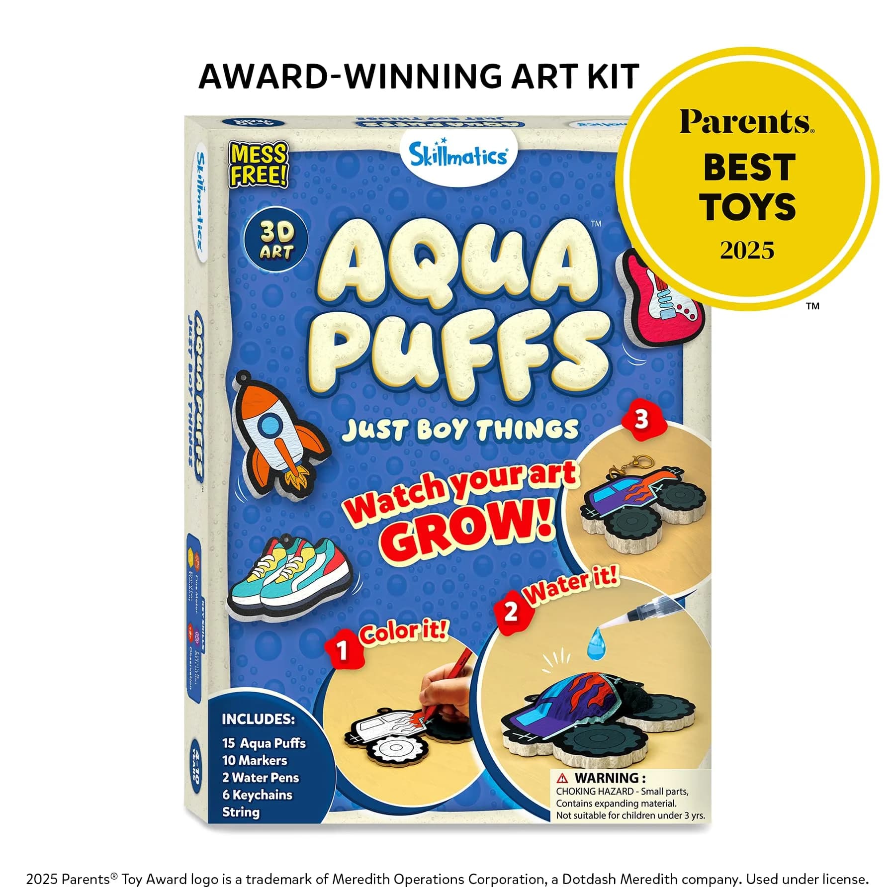 Skillmatics Aqua Puffs 3D Art Kit - Just Boy Things | Mess-Free Paint by Number Craft for Kids Ages 4-10 - view 4