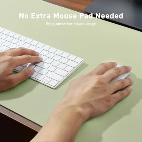 Aothia Faux Leather Desk Mat - Non-Slip PU Leather Desk Blotter, Waterproof Writing Surface, Large Desk Pad for Office & Home (Grass Green, 139.7cm x 43.18cm) thumbnail 4