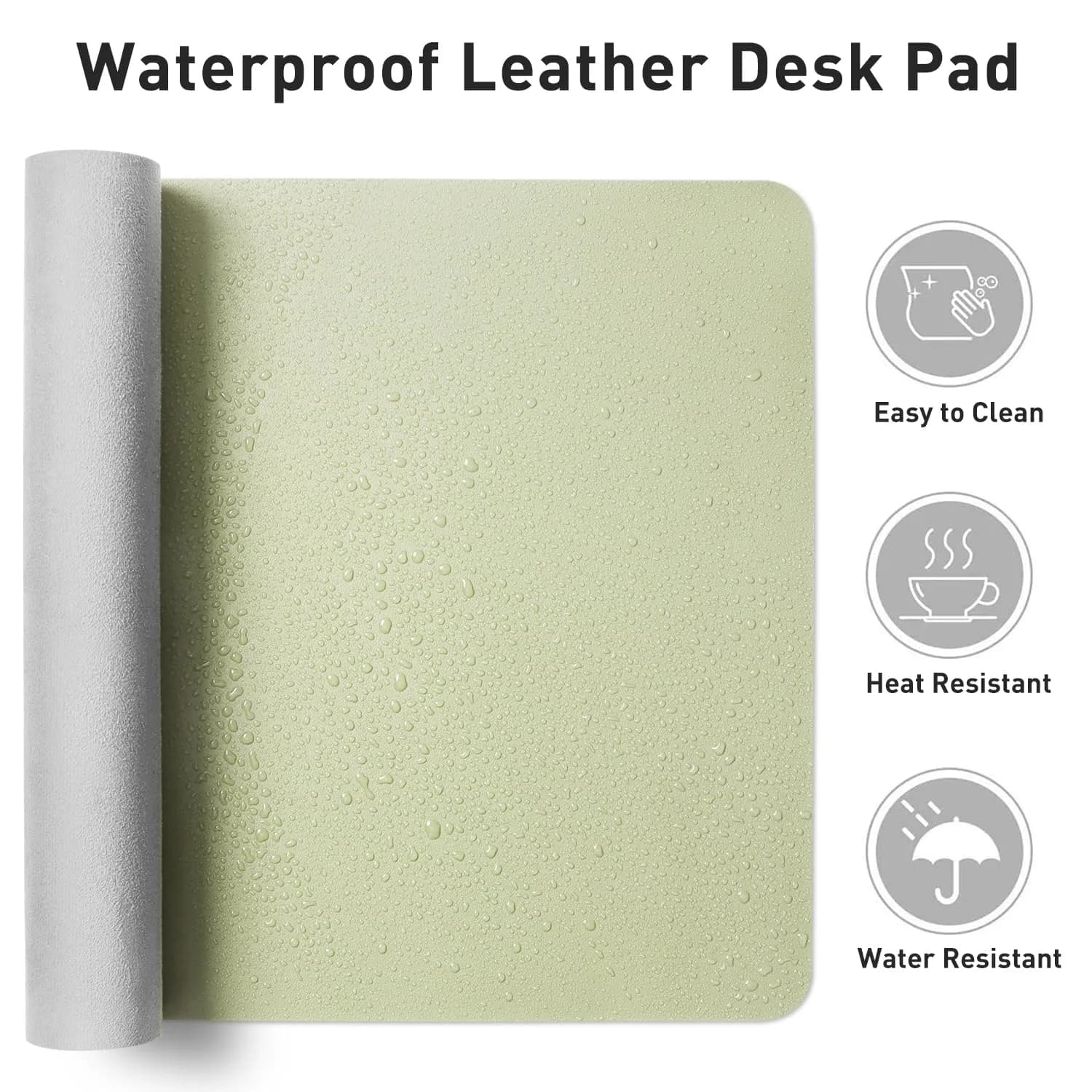 Aothia Faux Leather Desk Mat - Non-Slip PU Leather Desk Blotter, Waterproof Writing Surface, Large Desk Pad for Office & Home (Grass Green, 139.7cm x 43.18cm) - view 7
