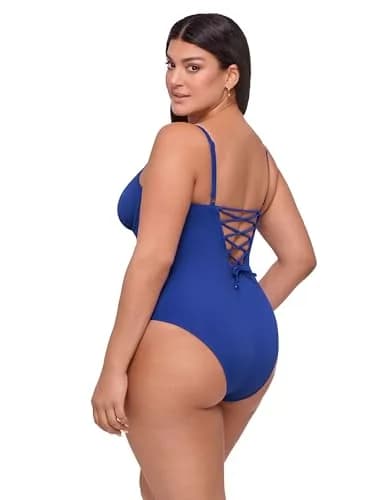 S3 Swim Women's Sculpting Corset Underwire One Piece Swimsuit, Indigo, Large | Supportive, Waist-Cinching Design thumbnail 2
