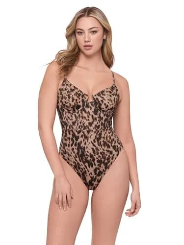 S3 Swim Women's Sculpting Corset Underwire One Piece Swimsuit | Dolce Leopard, X-Large thumbnail 1