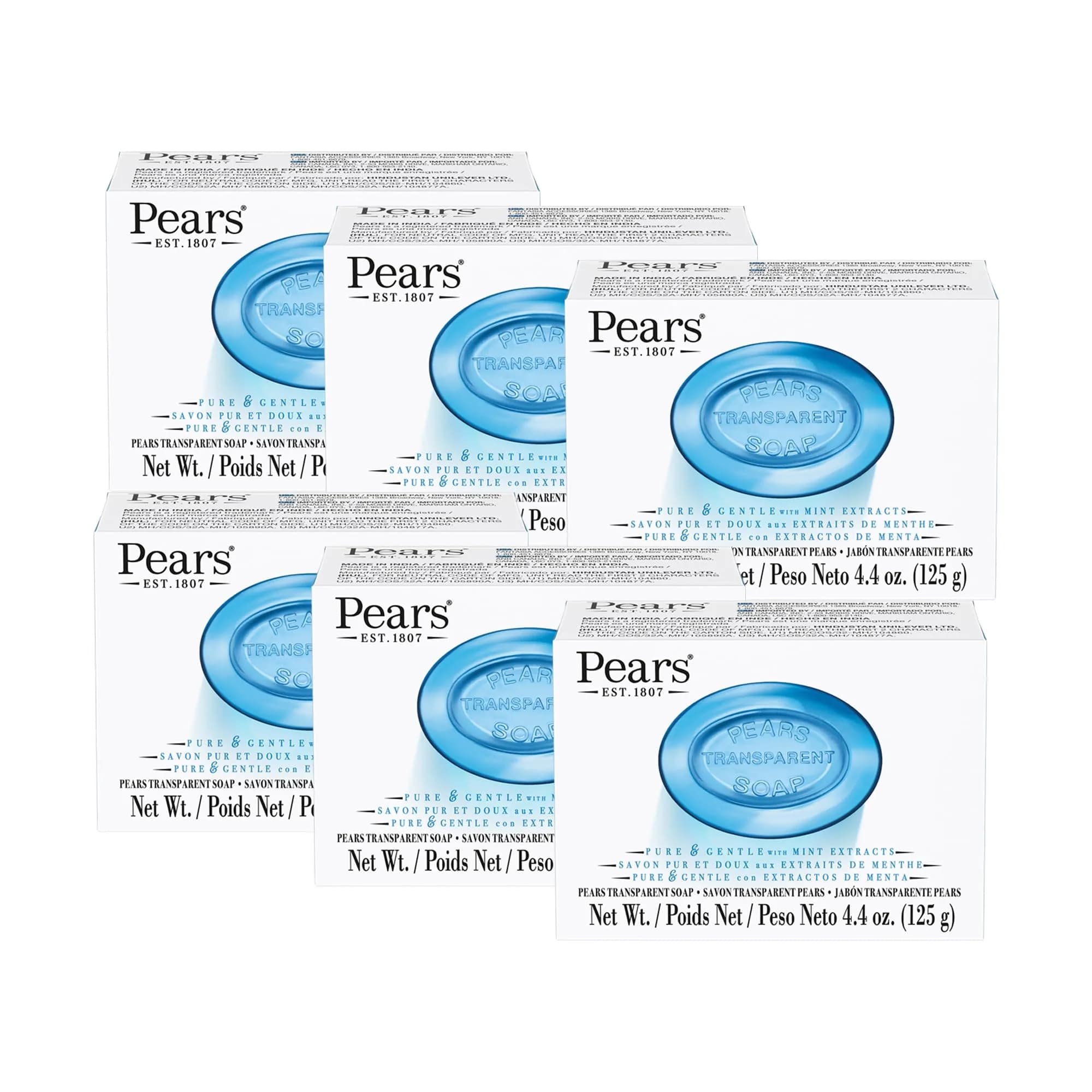 Pears Pure and Gentle Glycerin Mint Soap Bar 4.4 oz | Moisturizes & Refreshes