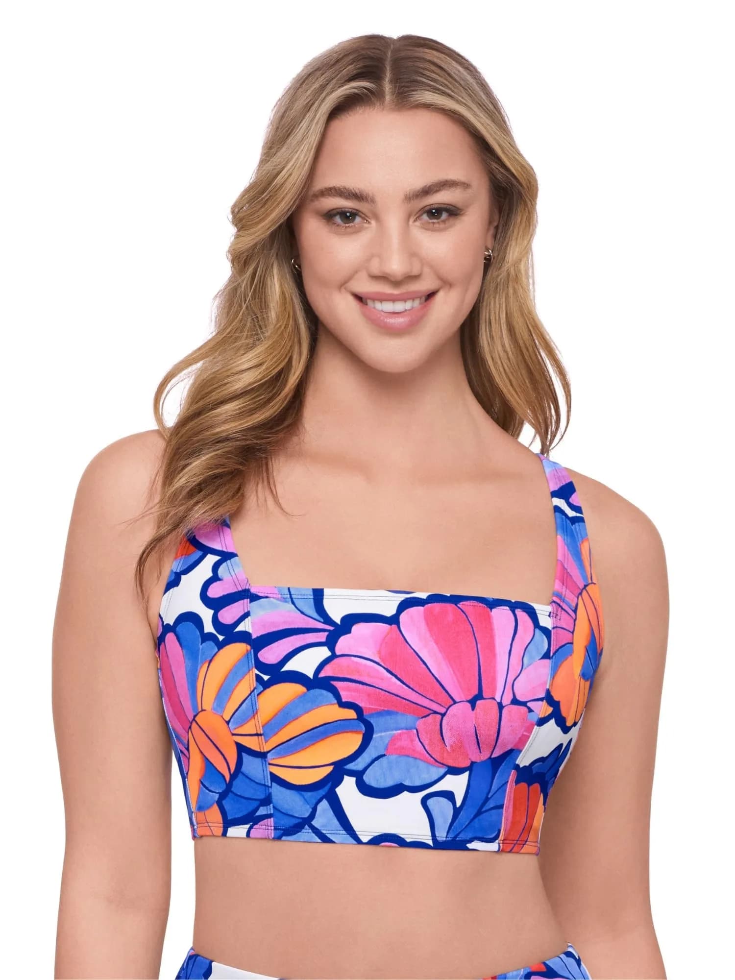 S3 Swim Women's Supportive Square Neck Lace Back Midkini Top | Flattering Fit with Adjustable Straps (70-120 chars) — Capri Summer