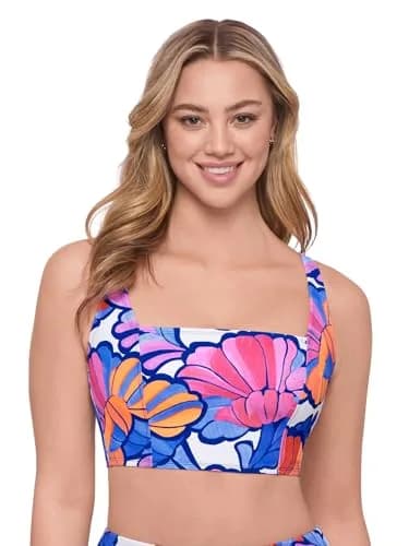 S3 Swim Women's Supportive Square Neck Lace Back Midkini Top | Flattering Fit with Adjustable Straps (70-120 chars) thumbnail 1