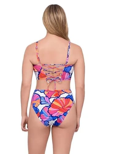 S3 Swim Women's Supportive Square Neck Lace Back Midkini Top | Flattering Fit with Adjustable Straps (70-120 chars) thumbnail 2