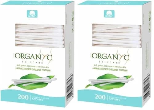 Organyc 100% Certified Organic Cotton Swabs, 400 Count (200 Count Pack of 2) | GOTS Certified Organic Cotton thumbnail 1
