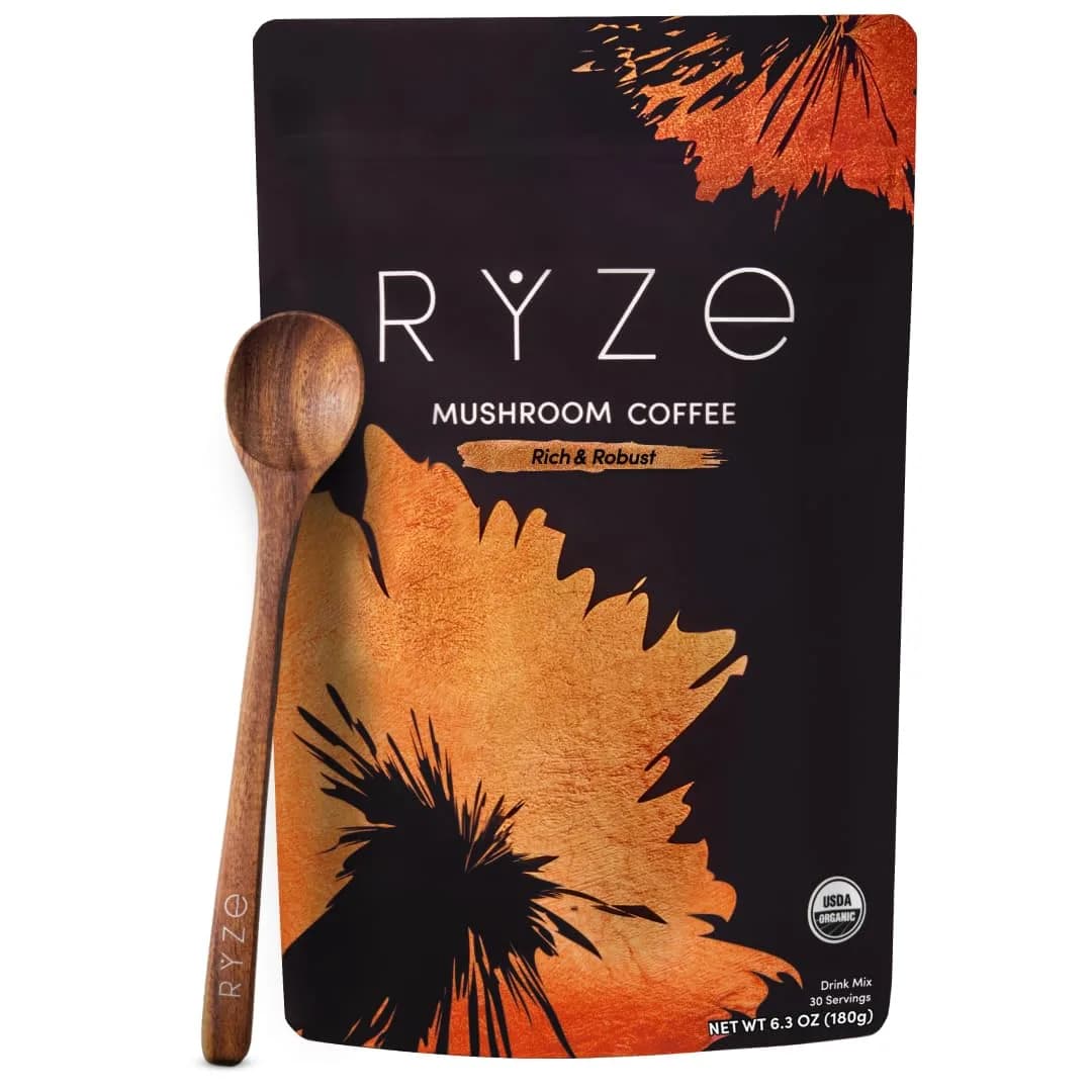 RYZE Mushroom Coffee Starter Kit Dark Roast, 252 g (8.8 oz) | 6 Adaptogenic Mushrooms, 90mg Caffeine, USA Import