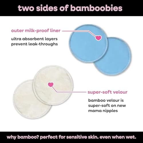 Bamboobies Soft Reusable Overnight Nursing Pads 12 Count | Ultra-Soft Velour Overnight Nursing Pads thumbnail 2