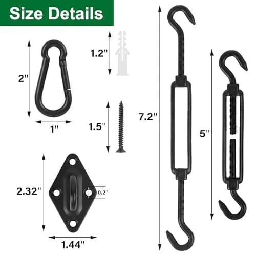 YOFIT Black 40 Pcs 5 Inch Shade Sail Hardware Kit with Turnbuckles | Heavy-Duty 304 Stainless Steel for Outdoor Patio Canopy Installation thumbnail 3