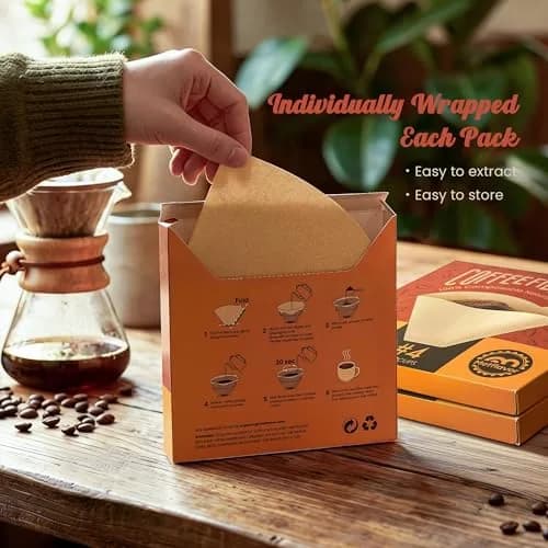 Metflavor #4 Coffee Filters 100 Count | Unbleached Cone Filters for 8-12 Cup Coffee thumbnail 4