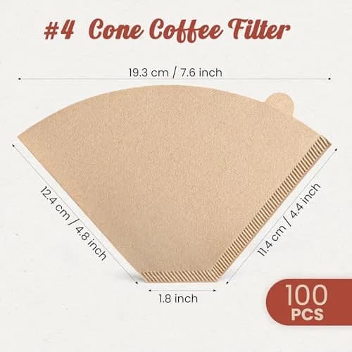 Metflavor #4 Coffee Filters 100 Count | Unbleached Cone Filters for 8-12 Cup Coffee thumbnail 6
