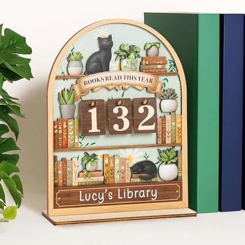 DINIZON Books Read This Year Counter, Wooden Book Tracker 7 X 6 Inch | Personalize With Name thumbnail 6