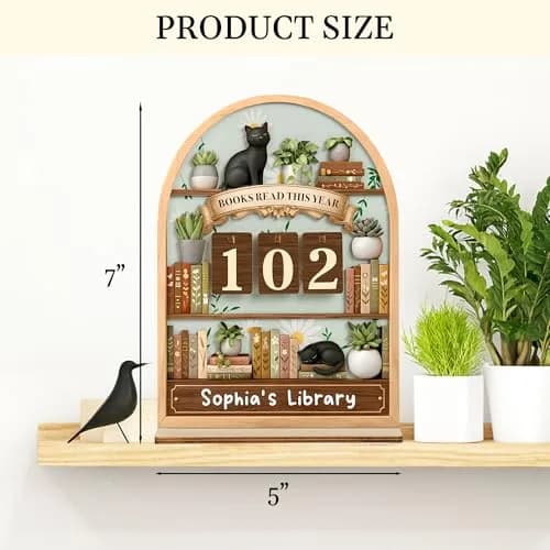 DINIZON Books Read This Year Counter, Wooden Book Tracker 7 X 6 Inch | Personalize With Name thumbnail 7
