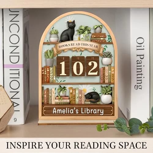 DINIZON Books Read This Year Counter, Wooden Book Tracker 7 X 6 Inch | Personalize With Name thumbnail 8