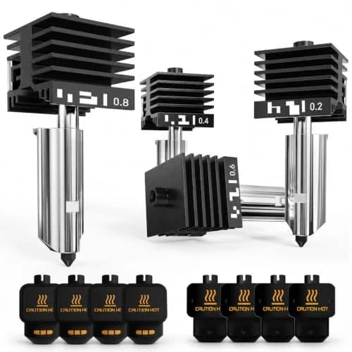 HIKUDIY 4PCS 0.2/0.4/0.6/0.8mm Hardened Steel Hotend Kit for Bambu Lab X2D/P2S/H2S/H2D/A1/A1 Mini | Precision Extrusion for 1.75mm Filament thumbnail 1