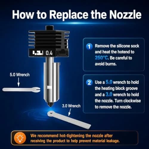 HIKUDIY 4PCS 0.2/0.4/0.6/0.8mm Hardened Steel Hotend Kit for Bambu Lab X2D/P2S/H2S/H2D/A1/A1 Mini | Precision Extrusion for 1.75mm Filament thumbnail 6