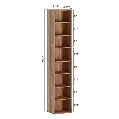 IRONCK Tall Narrow Bookshelf 8 Tiers | Compact Corner Floor Standing Storage 71 in Tall thumbnail 3