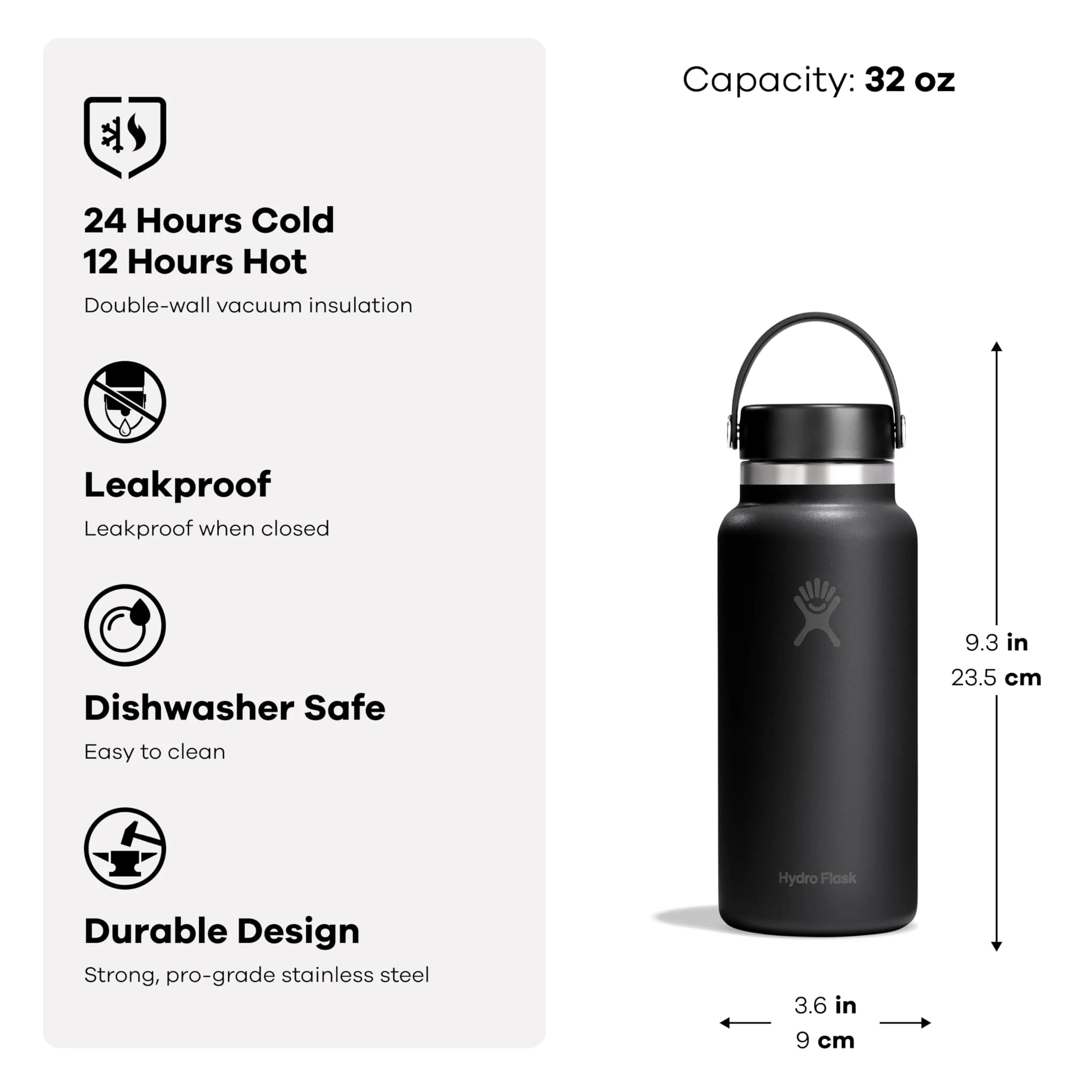 Hydro Flask 32 Oz Cloud Pink Wide Mouth Water Bottle | Insulated Stainless Steel, Leakproof thumbnail 3