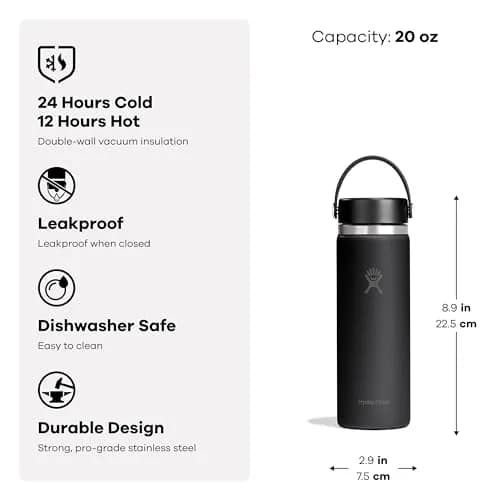 Hydro Flask Wide Mouth Water Bottle 20 oz (591 mL) | Insulated Stainless Steel, Cloud Pink thumbnail 3